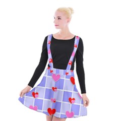 Love Hearts Valentine Decorative Suspender Skater Skirt