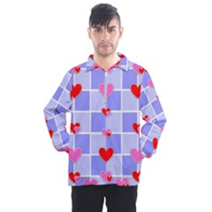 Love Hearts Valentine Decorative Men s Half Zip Pullover