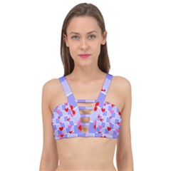 Love Hearts Valentine Decorative Cage Up Bikini Top