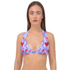 Love Hearts Valentine Decorative Double Strap Halter Bikini Top