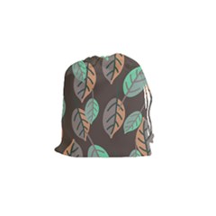 Leaf Brown Drawstring Pouch (small)