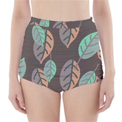 Leaf Brown High-waisted Bikini Bottoms