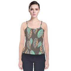 Leaf Brown Velvet Spaghetti Strap Top