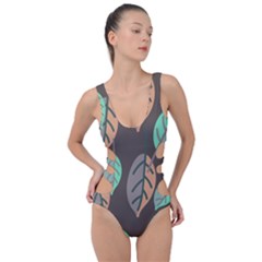 Leaf Brown Side Cut Out Swimsuit by Dutashop