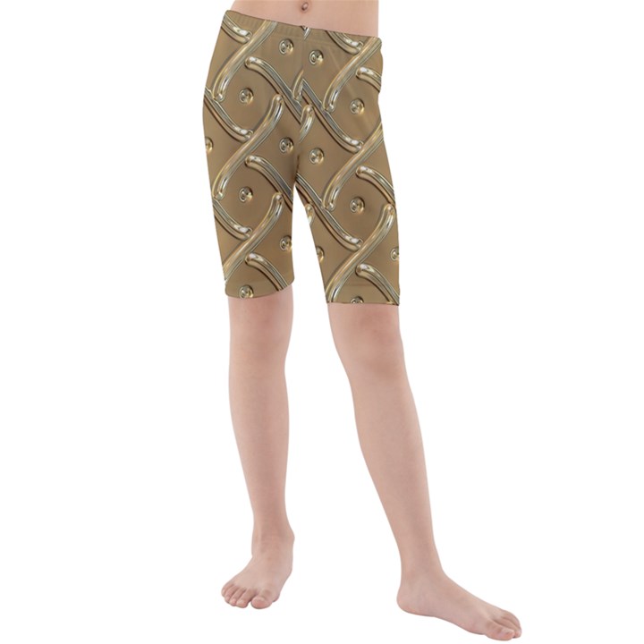 Gold Background Modern Kids  Mid Length Swim Shorts