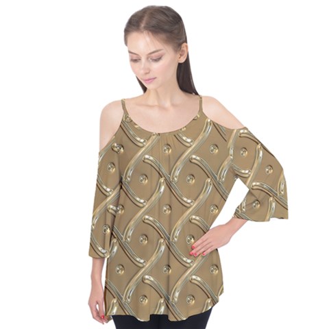 Gold Background Modern Flutter Tees by Dutashop