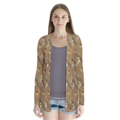 Gold Background Modern Drape Collar Cardigan