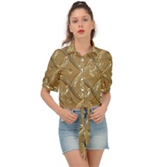 Gold Background Modern Tie Front Shirt  by Dutashop