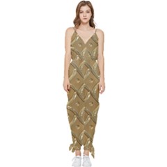 Gold Background Modern Sleeveless Tie Ankle Jumpsuit