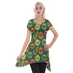 Background Fruits Several Short Sleeve Side Drop Tunic