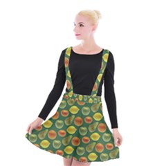 Background Fruits Several Suspender Skater Skirt