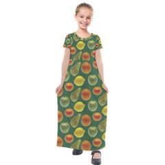 Background Fruits Several Kids  Short Sleeve Maxi Dress by Dutashop