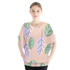 Leaf Pink Batwing Chiffon Blouse