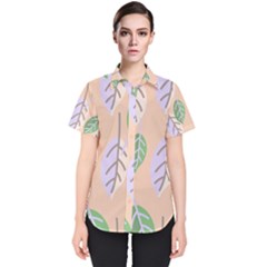 Leaf Pink Women s Short Sleeve Shirt