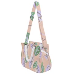 Leaf Pink Rope Handles Shoulder Strap Bag