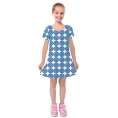 Geometric Dots Pattern Kids  Short Sleeve Velvet Dress