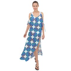 Geometric Dots Pattern Maxi Chiffon Cover Up Dress