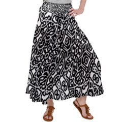 Interlace Black And White Pattern Satin Palazzo Pants by dflcprintsclothing