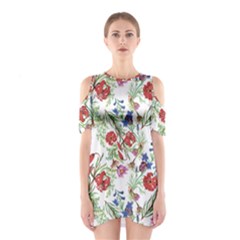 Summer Flowers Pattern Shoulder Cutout One Piece Dress by goljakoff