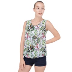 Green Flora Bubble Hem Chiffon Tank Top by goljakoff