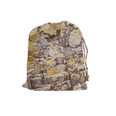 Rocky Texture Grunge Print Design Drawstring Pouch (large) by dflcprintsclothing