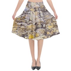 Rocky Texture Grunge Print Design Flared Midi Skirt by dflcprintsclothing