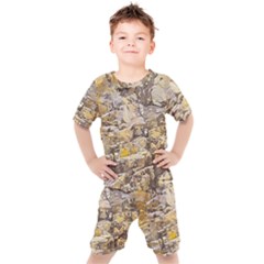 Rocky Texture Grunge Print Design Kids  Tee And Shorts Set by dflcprintsclothing