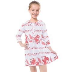 Folk Ornament Kids  Quarter Sleeve Shirt Dress by Eskimos