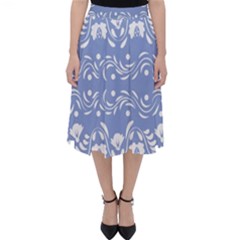 Blue White Ornament Classic Midi Skirt by Eskimos