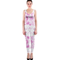 Pink Flowers One Piece Catsuit by Eskimos