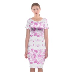 Pink Flowers Classic Short Sleeve Midi Dress by Eskimos