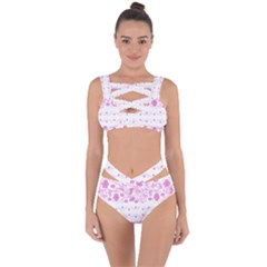 Pink Flowers Bandaged Up Bikini Set  by Eskimos