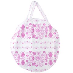 Pink Flowers Giant Round Zipper Tote by Eskimos