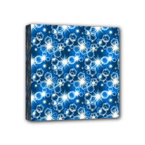 Star Hexagon Deep Blue Light Mini Canvas 4  X 4  (stretched)