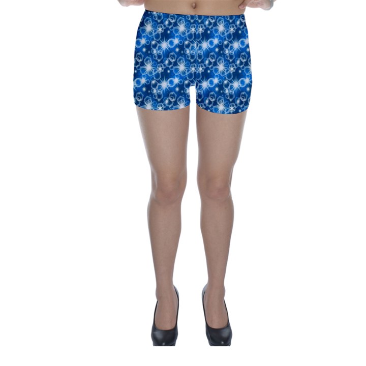 Star Hexagon Deep Blue Light Skinny Shorts