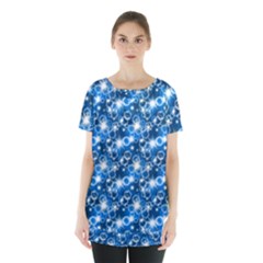 Star Hexagon Deep Blue Light Skirt Hem Sports Top by Dutashop