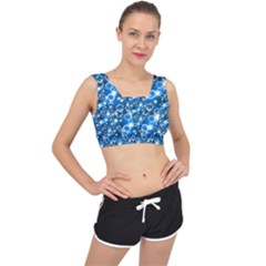 Star Hexagon Deep Blue Light V-back Sports Bra