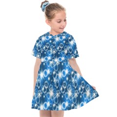 Star Hexagon Deep Blue Light Kids  Sailor Dress