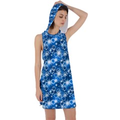 Star Hexagon Deep Blue Light Racer Back Hoodie Dress by Dutashop