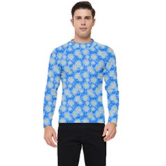 Hydrangea Blue Glitter Round Men s Long Sleeve Rash Guard