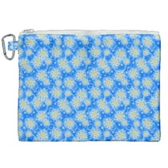 Hydrangea Blue Glitter Round Canvas Cosmetic Bag (xxl)
