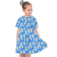 Hydrangea Blue Glitter Round Kids  Sailor Dress