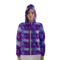 Snow Blue Purple Tulip Women s Hooded Windbreaker