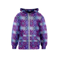 Snow Blue Purple Tulip Kids  Zipper Hoodie