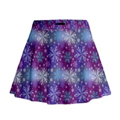 Snow Blue Purple Tulip Mini Flare Skirt