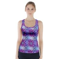 Snow Blue Purple Tulip Racer Back Sports Top