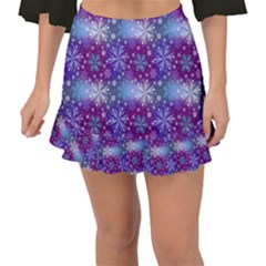 Snow Blue Purple Tulip Fishtail Mini Chiffon Skirt