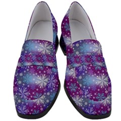 Snow Blue Purple Tulip Women s Chunky Heel Loafers by Dutashop