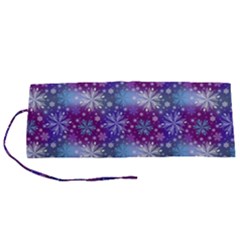 Snow Blue Purple Tulip Roll Up Canvas Pencil Holder (s)