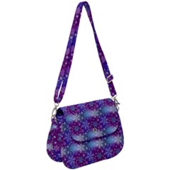 Snow Blue Purple Tulip Saddle Handbag